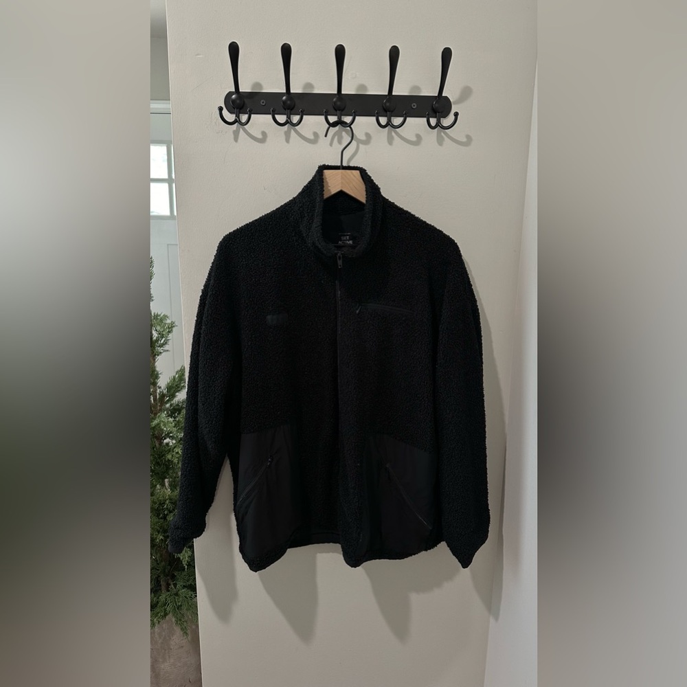 Set active teddy sherpa zip up fleece jacket